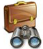 suitcase and binoculars